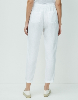 Linen Tapered White Trousers | New In Clothing | The White Company UK
