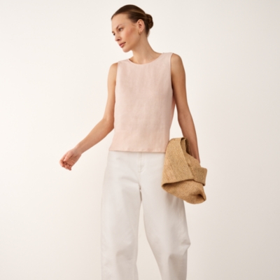 Linen Tie Back Sleeveless Top