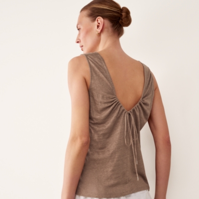 Linen Tie Back Sleeveless Top