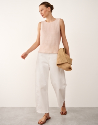 Linen Tie Back Sleeveless Top