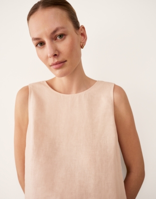 Linen Tie Back Sleeveless Top - Linen Pink