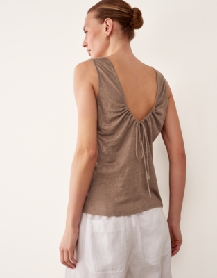 Linen Tie Back Sleeveless Top