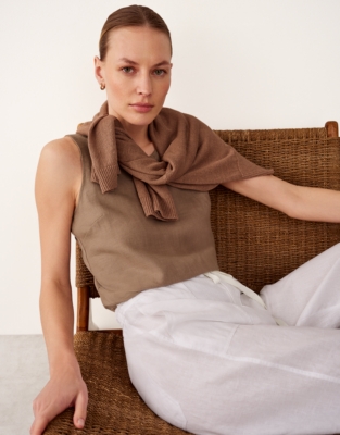Linen Tie Back Sleeveless Top - Dusk