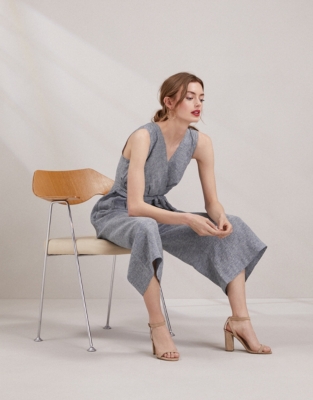 Linen Tie Front Jumpsuit Clothing Sale The White Company UK