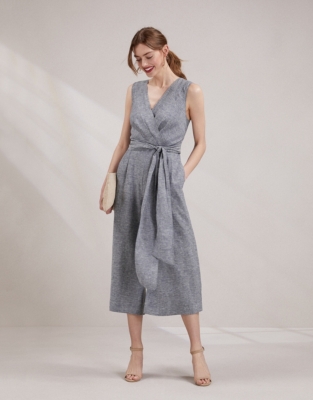 Linen Tie Front Jumpsuit Clothing Sale The White Company UK