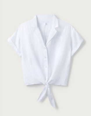 Linen Tie-Front Shirt - White