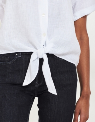 Linen Tie-Front Shirt - White