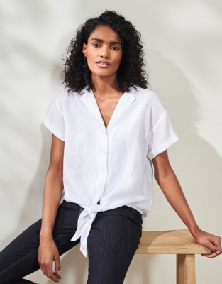 Linen Tie-Front Shirt | Clothing Sale | The White Company UK