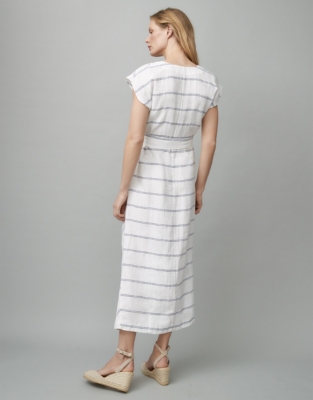 Linen TieWaist Chevron Dress All Clothing Sale The White Company US