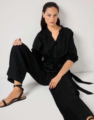 Linen Tie Waist Jumpsuit