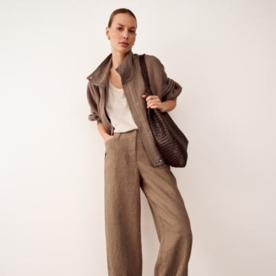Linen Trousers with Darted Cuff