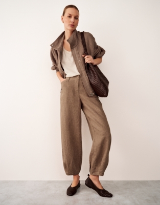 Linen Trousers with Darted Cuff