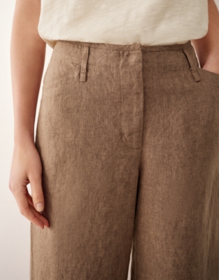 Linen Trousers with Darted Cuff