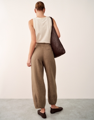 Linen Trousers with Darted Cuff