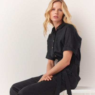 Linen Utility Jumpsuit
