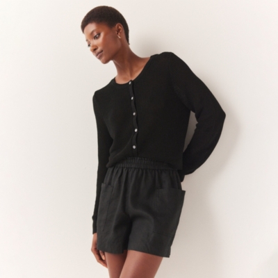 Linen Utility Side Pocket Shorts