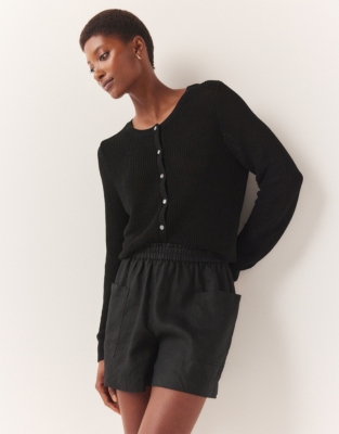 Linen Utility Side Pocket Shorts