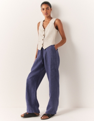 Linen Utility Wide Leg Trousers Trousers & Leggings The White