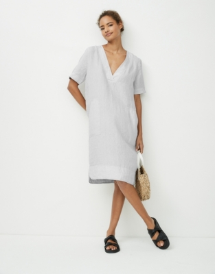 Linen V-Neck Dress | All Clothing Sale | The White Company US