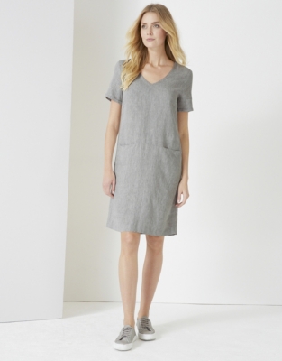 Linen V Neck Dress Dresses & Jumpsuits The White Company UK