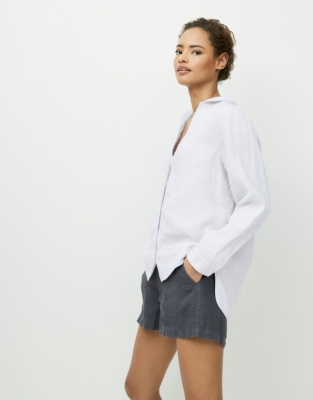 Linen V-Neck Shirt | Women's Shirts & Blouses | The White Company US