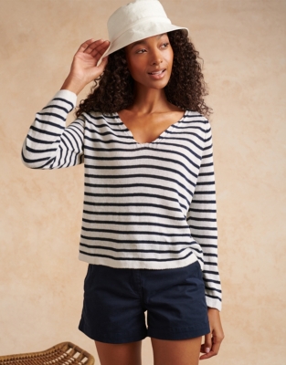 V discount stripe sweater