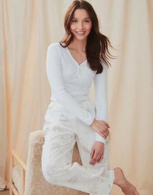 Linen WashedRose Pyjama Bottoms Nightwear & Robes Sale The White