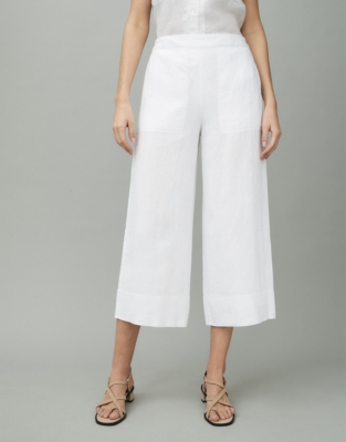wide leg cropped white pants