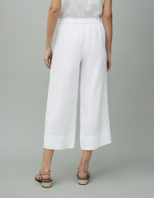 Linen Wide Leg Cropped Trousers Trousers And Leggings The White