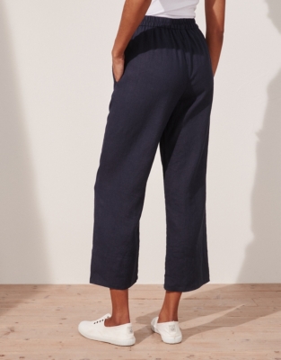 Linen WideLeg Cropped Trousers Trousers & Leggings The White