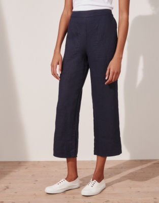 Linen Wide-Leg Cropped Trousers | Trousers & Leggings | The White ...