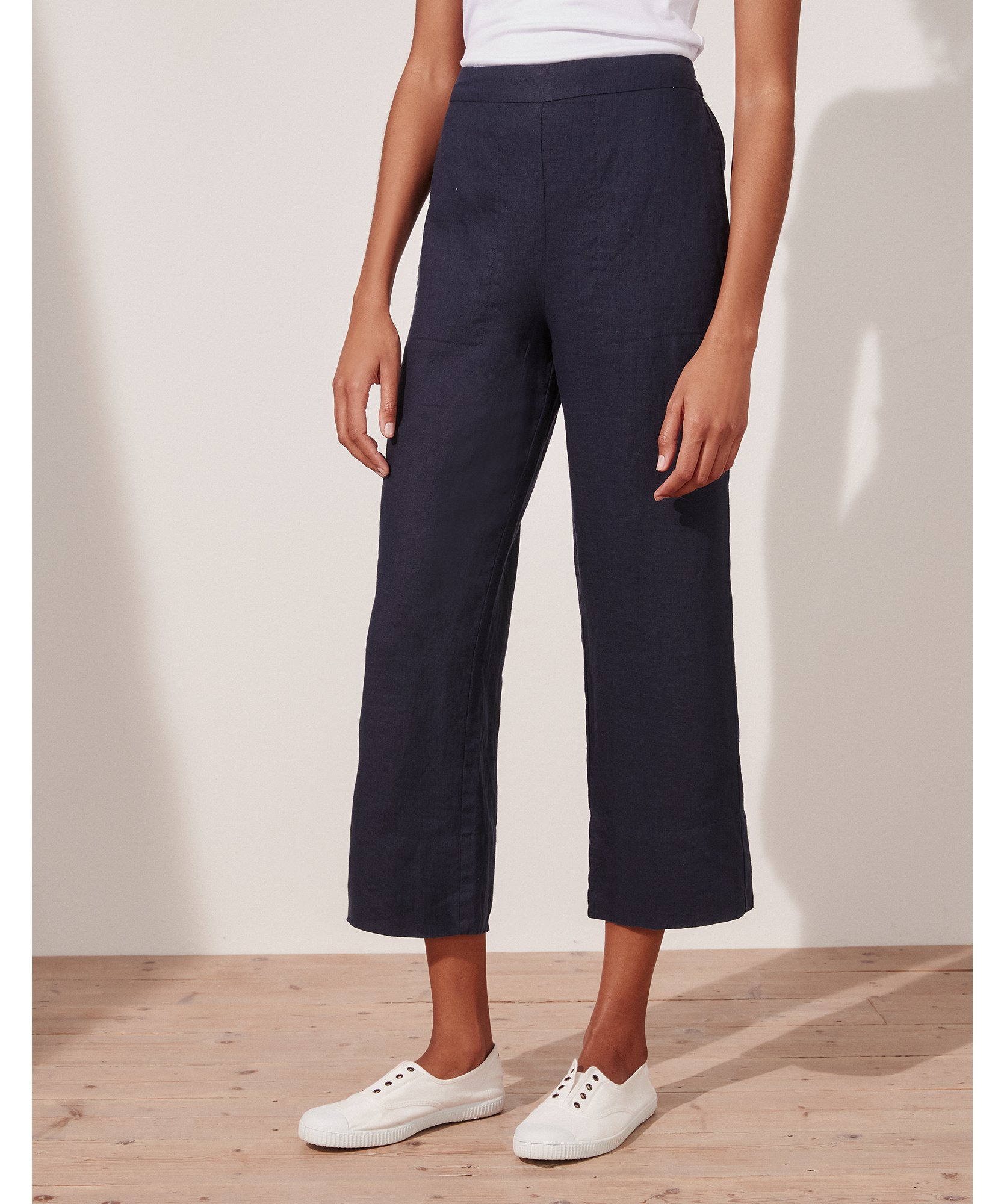 Linen Wide-Leg Cropped Trousers | Trousers & Leggings | The White ...
