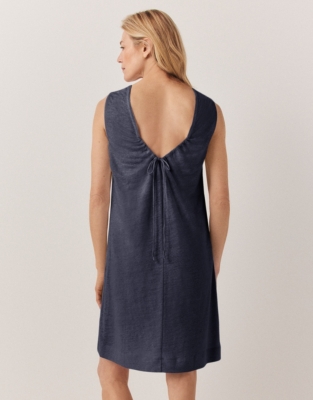 Linen Woven Front Sleeveless Dress