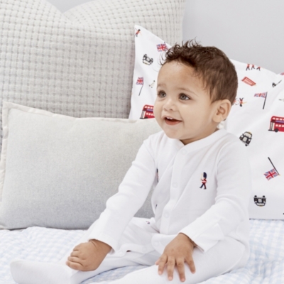 London Embroidered Sleepsuit Baby Boys' The White Company US