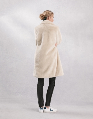 white company faux fur coat