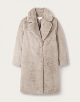 White company faux deals fur coat