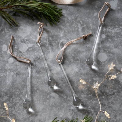 Long Glass Drop Decorations – Set of 4