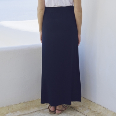 long navy jersey skirt