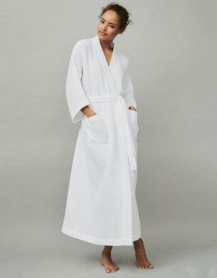 Long Lightweight Organic Cotton Waffle Robe Robes Dressing Gowns The White Company UK