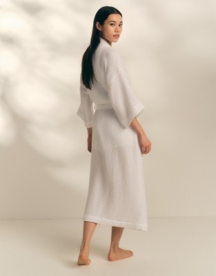 Long Lightweight Organic Cotton Waffle Robe
