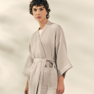 Long Lightweight Organic Cotton Waffle Robe