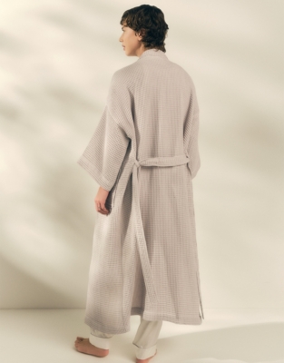Long Lightweight Organic Cotton Waffle Robe