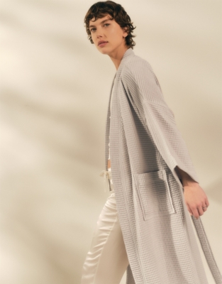 Long Lightweight Organic Cotton Waffle Robe