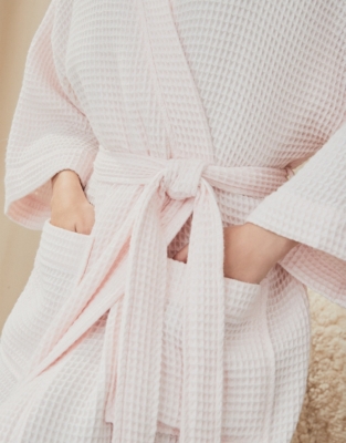 Long Lightweight Organic Cotton Waffle Robe