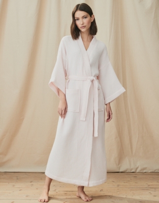 Long Lightweight Organic Cotton Waffle Robe