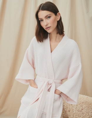 Long Lightweight Organic Cotton Waffle Robe