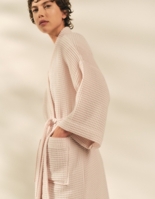 Long Lightweight Organic Cotton Waffle Robe