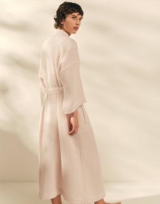 Long Lightweight Organic Cotton Waffle Robe
