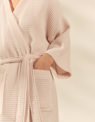 Long Lightweight Organic Cotton Waffle Robe