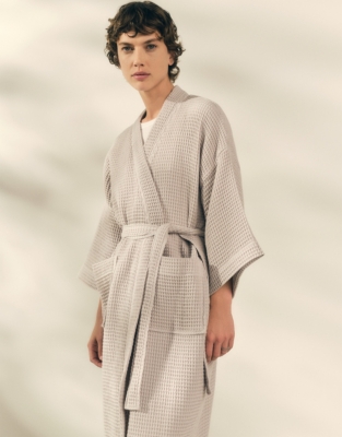 Long Lightweight Organic Cotton Waffle Robe